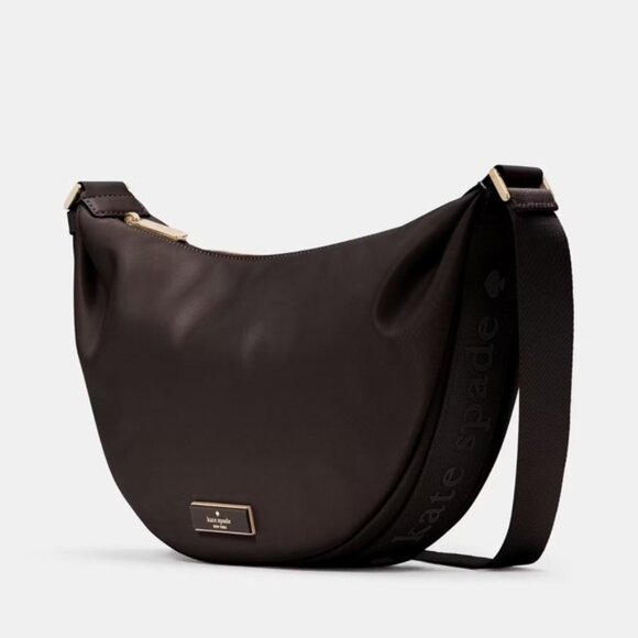 Kate Spade Carter Nylon Medium Sling Bag In Hot Fudge NWT - Picture 3 of 3